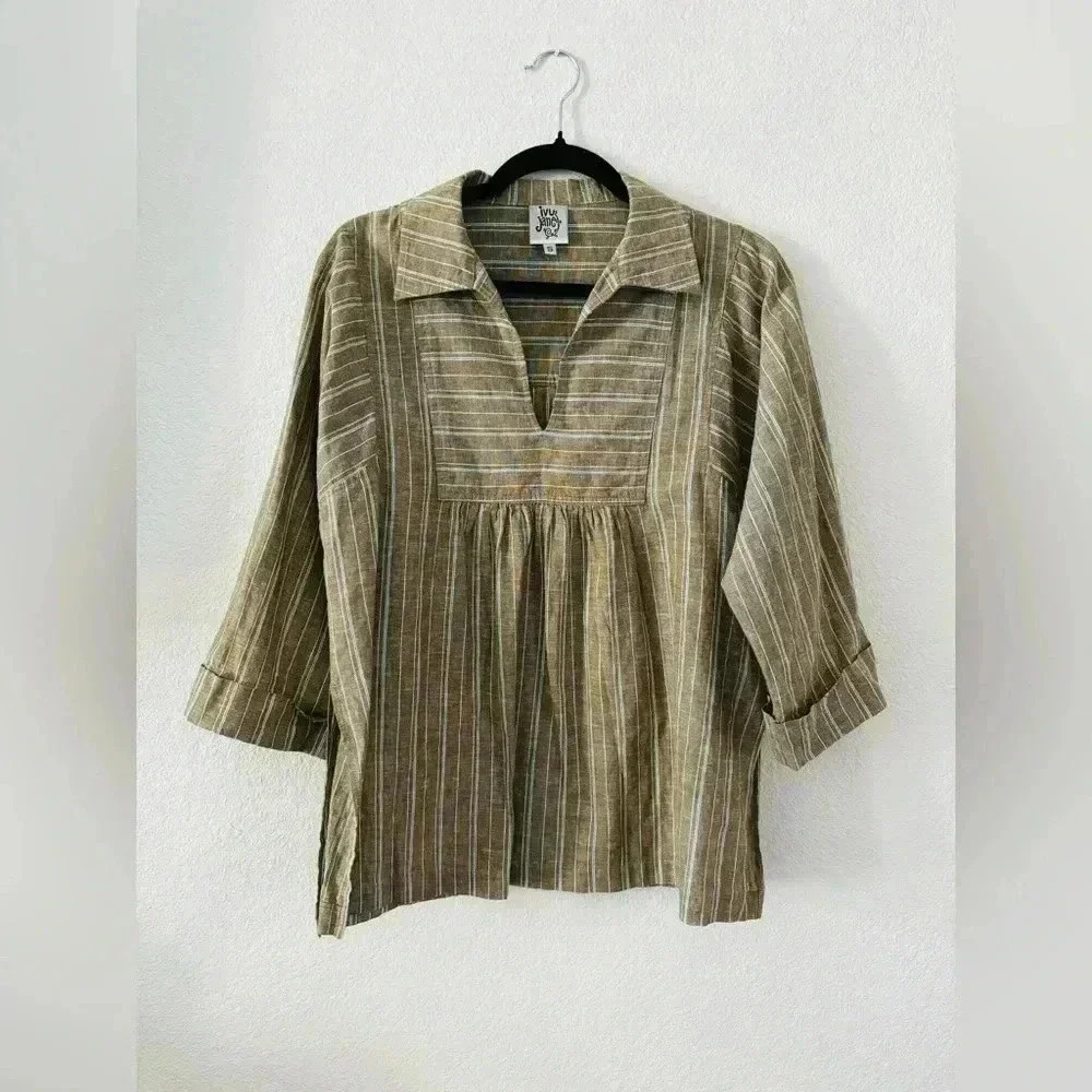 IVY JANE linen stripe tunic top